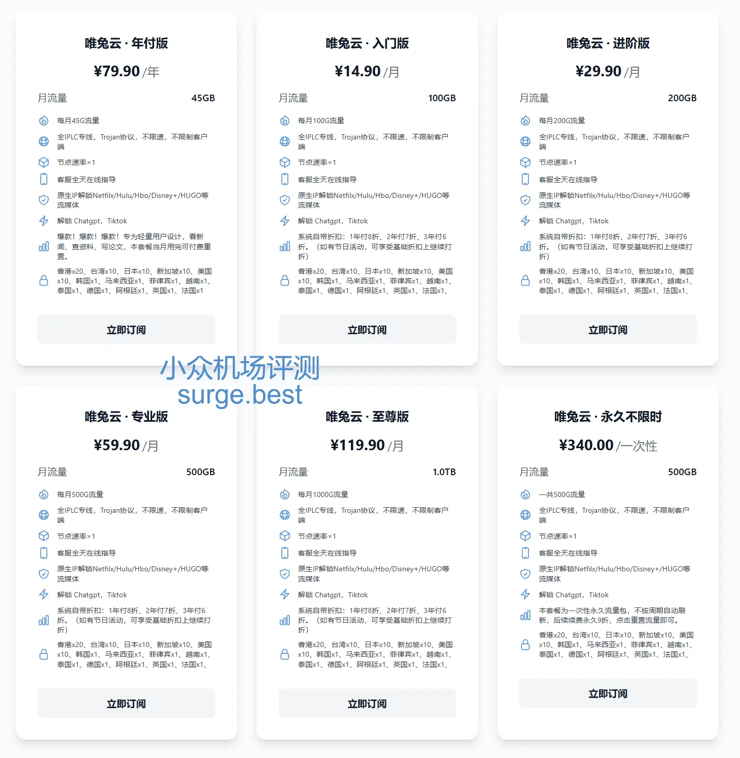唯兔云机场订阅价格 最新